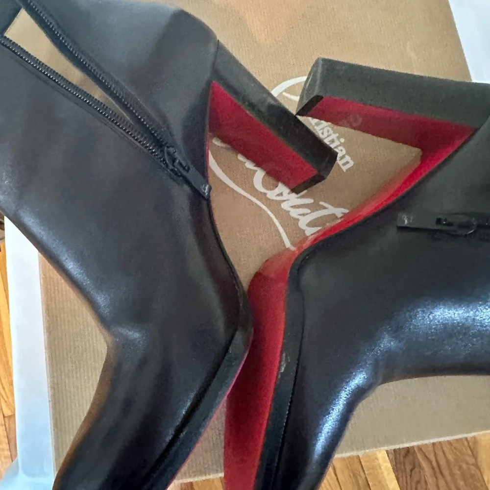 Christian Louboutin Black Leather Heeled Boots size 41 - Picture 2 of 14